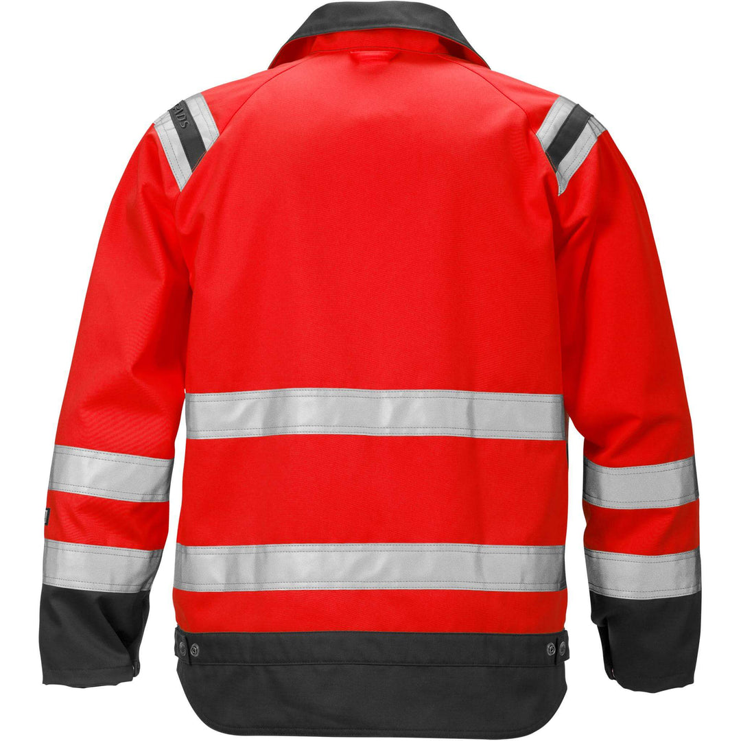 Fristads Hi-Vis Jacket Class 3 - 4026 PLU Hi-Vis Red/Black Back1#colour_hi-vis-red-black