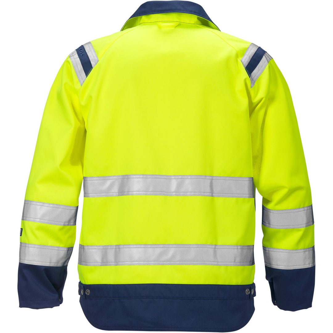 Fristads Hi-Vis Jacket Class 3 - 4026 PLU Hi-Vis Yellow/Navy Back1#colour_hi-vis-yellow-navy