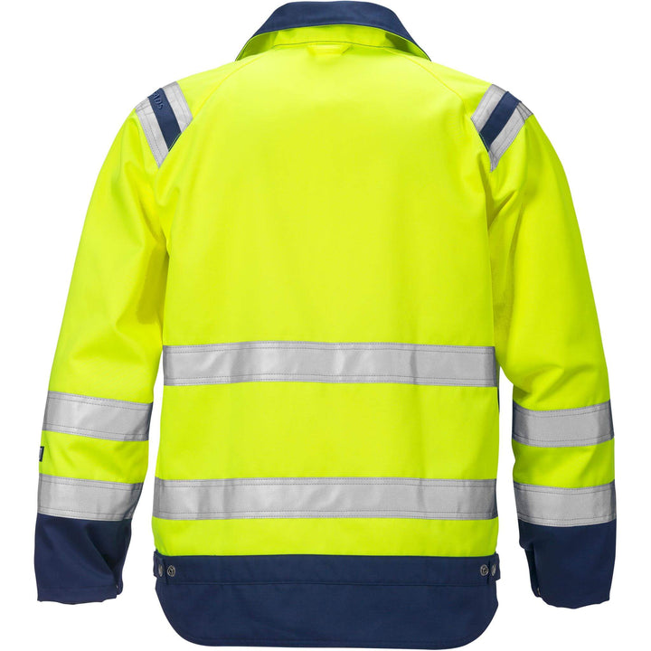 Fristads Hi-Vis Jacket Class 3 - 4026 PLU Hi-Vis Yellow/Navy Back1#colour_hi-vis-yellow-navy