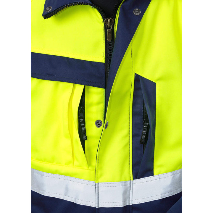 Fristads Hi-Vis Jacket Class 3 - 4026 PLU Hi-Vis Yellow/Navy Detail2#colour_hi-vis-yellow-navy