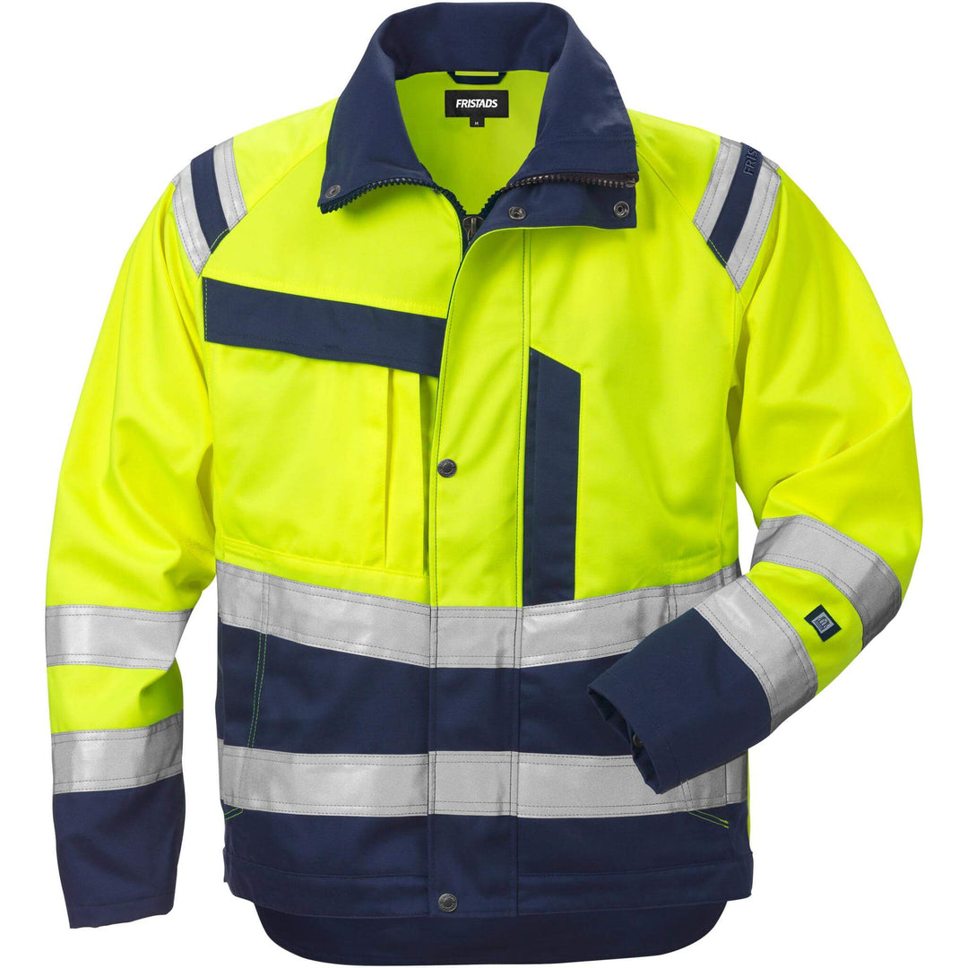 Fristads Hi-Vis Jacket Class 3 - 4026 PLU Hi-Vis Yellow/Navy Front1#colour_hi-vis-yellow-navy