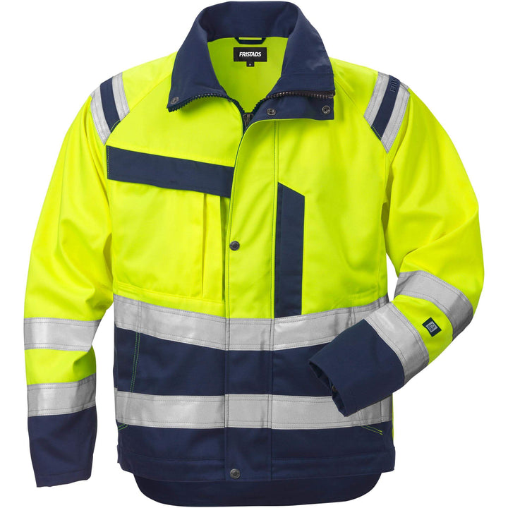 Fristads Hi-Vis Jacket Class 3 - 4026 PLU Hi-Vis Yellow/Navy Front1#colour_hi-vis-yellow-navy