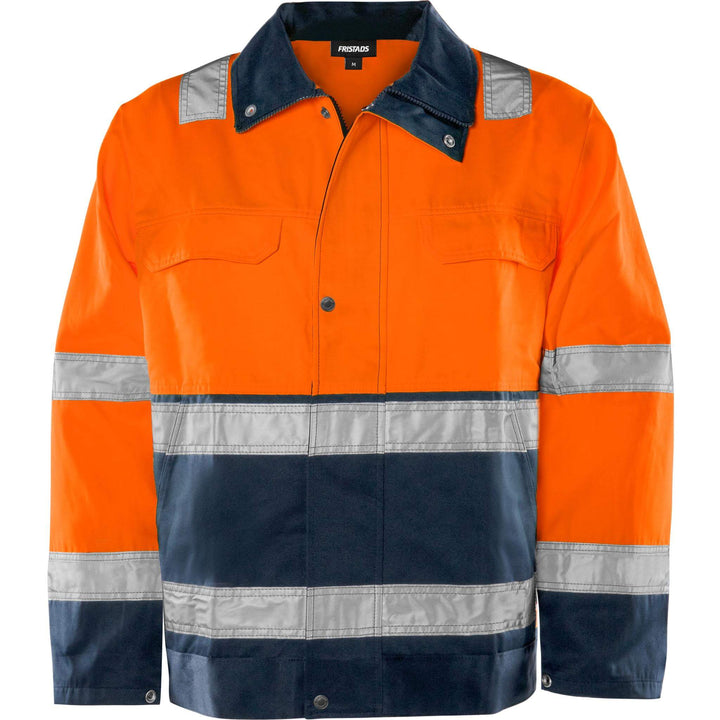 Fristads Hi-Vis Jacket Class 3 - 4797 TH Hi-Vis Orange/Navy Front1#colour_hi-vis-orange-navy