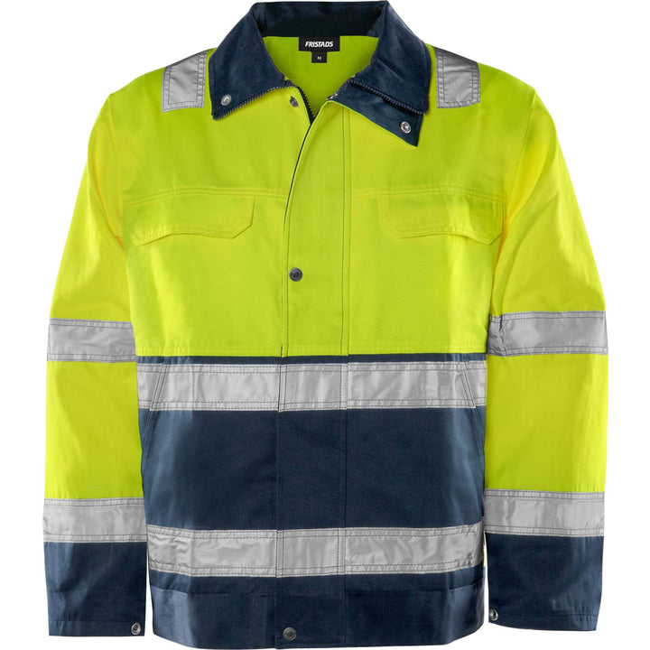 Fristads Hi-Vis Jacket Class 3 - 4797 TH Hi-Vis Yellow/Navy Front1#colour_hi-vis-yellow-navy