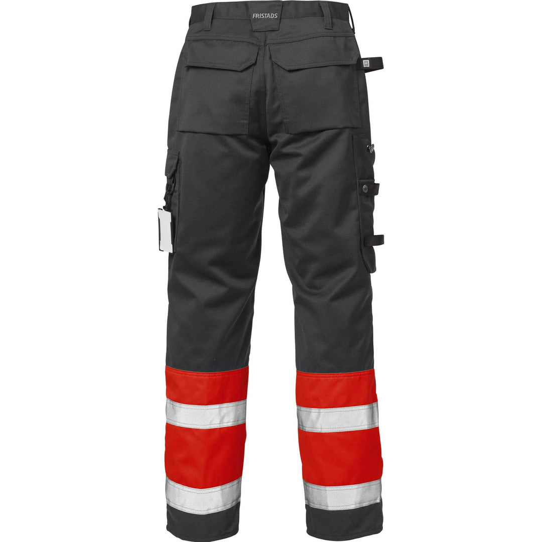 Fristads Hi-Vis Knee Pad Trousers Class 1 - 2032 PLU Hi-Vis Red/Black Back1#colour_hi-vis-red-black