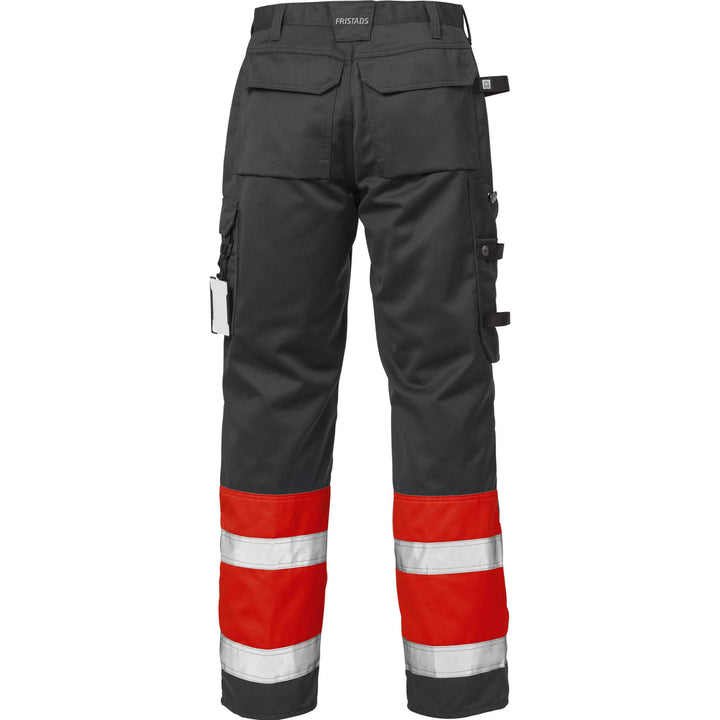 Fristads Hi-Vis Knee Pad Trousers Class 1 - 2032 PLU Hi-Vis Red/Black Back1#colour_hi-vis-red-black