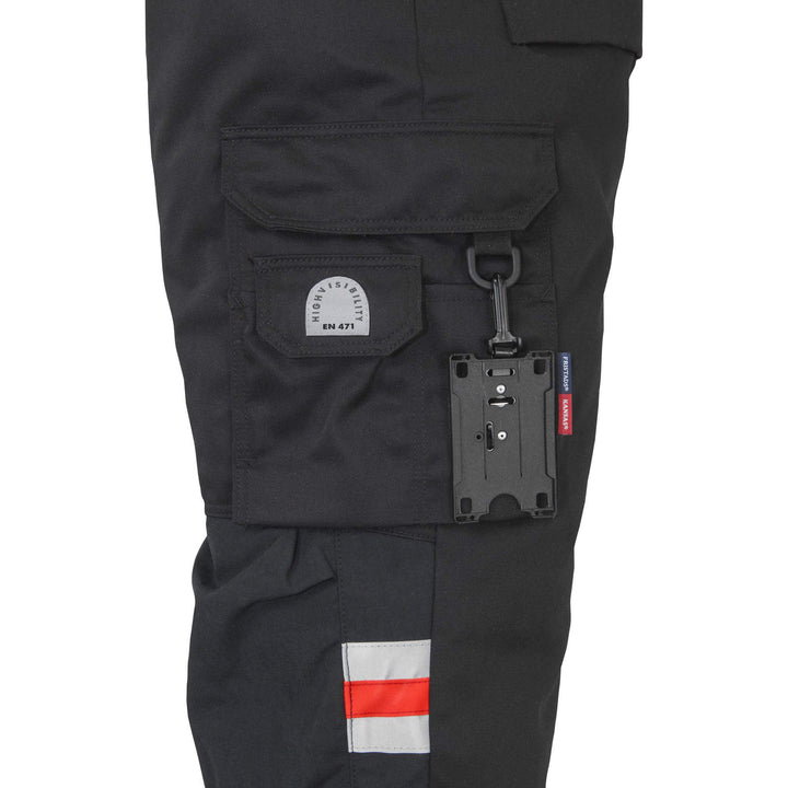 Fristads Hi-Vis Knee Pad Trousers Class 1 - 2032 PLU Hi-Vis Red/Black Detail1#colour_hi-vis-red-black