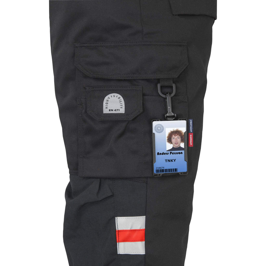 Fristads Hi-Vis Knee Pad Trousers Class 1 - 2032 PLU Hi-Vis Red/Black Detail2#colour_hi-vis-red-black