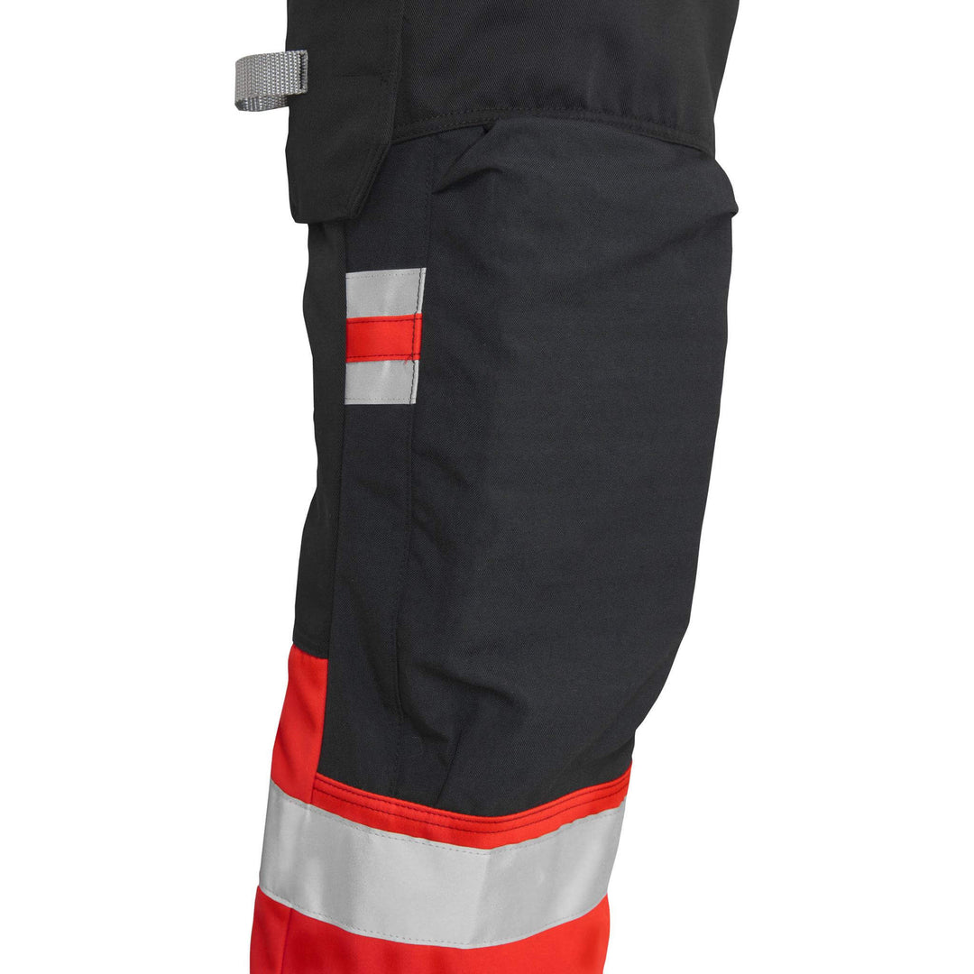 Fristads Hi-Vis Knee Pad Trousers Class 1 - 2032 PLU Hi-Vis Red/Black Detail3#colour_hi-vis-red-black