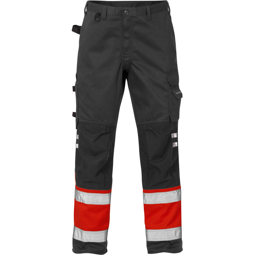 Fristads Hi-Vis Knee Pad Trousers Class 1 - 2032 PLU Hi-Vis Red/Black Front1#colour_hi-vis-red-black