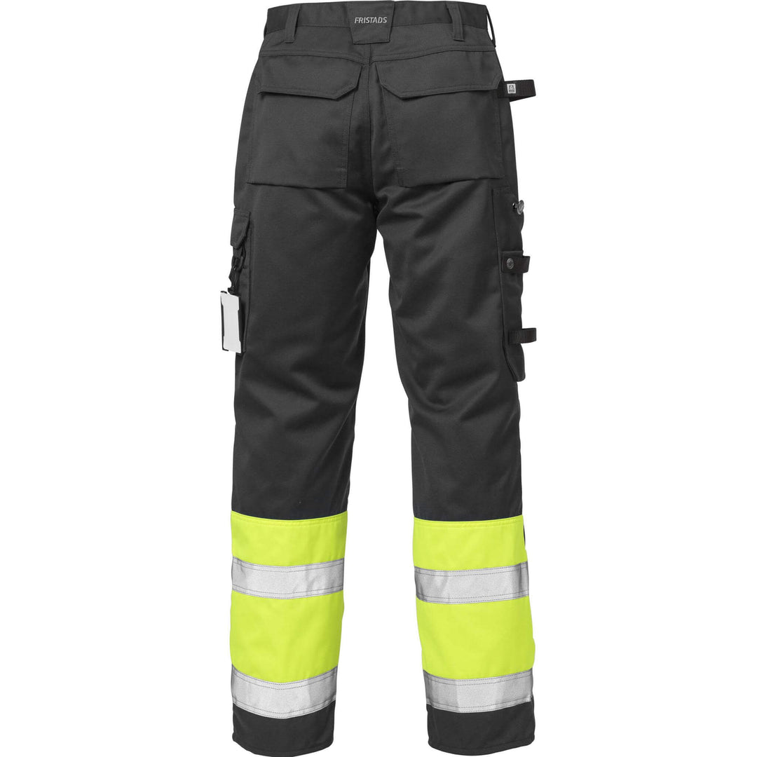 Fristads Hi-Vis Knee Pad Trousers Class 1 - 2032 PLU Hi-Vis Yellow/Black Back1#colour_hi-vis-yellow-black