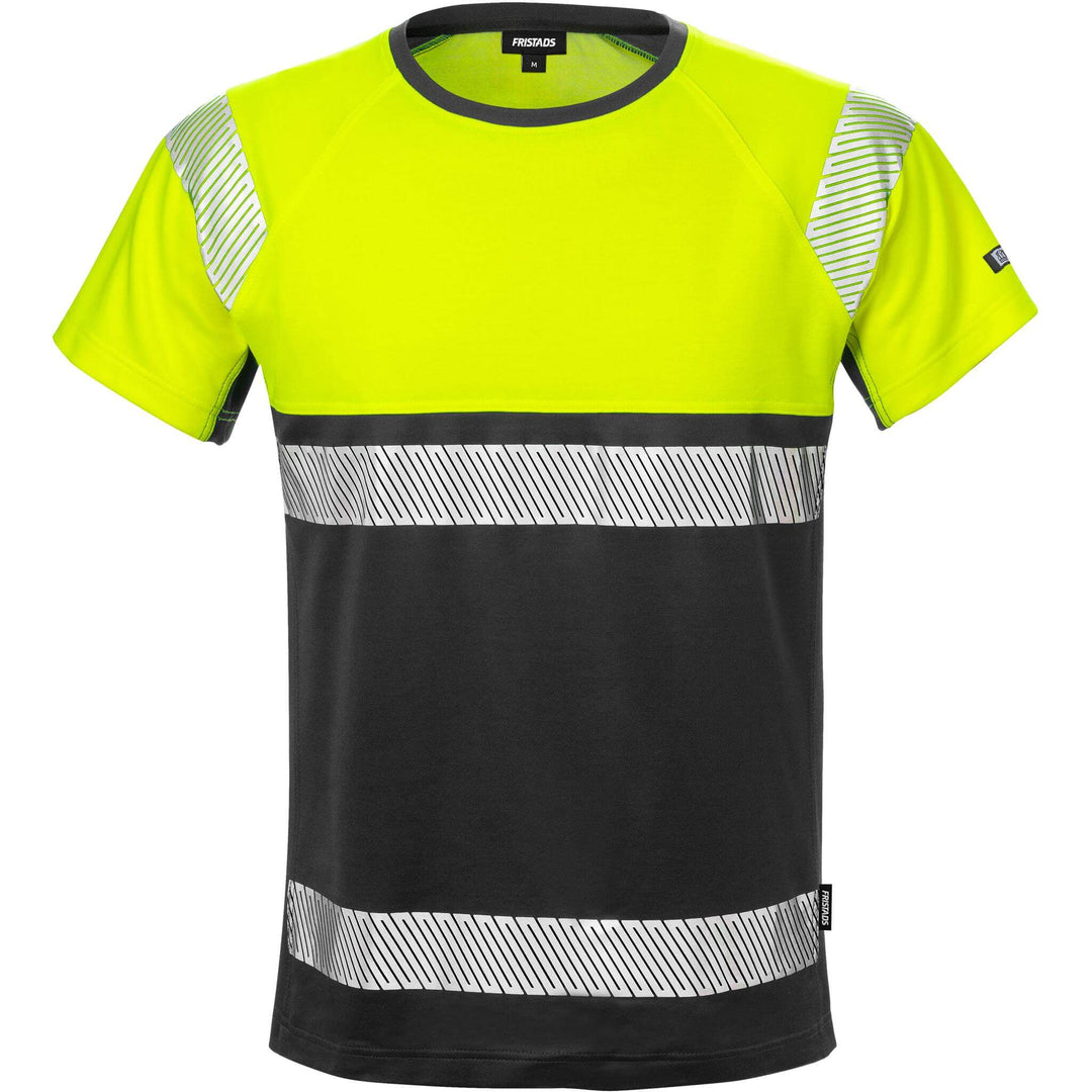Fristads Hi-Vis Moisture-Wicking UV-Protective T-Shirt Class 1 - 7518 THV Hi-Vis Yellow/Black Front1#colour_hi-vis-yellow-black