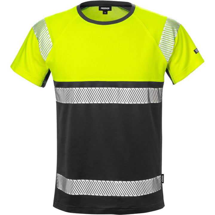 Fristads Hi-Vis Moisture-Wicking UV-Protective T-Shirt Class 1 - 7518 THV Hi-Vis Yellow/Black Front1#colour_hi-vis-yellow-black