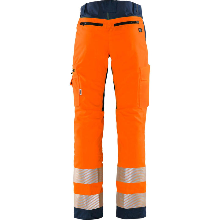 Fristads Hi-Vis Stretch Panel Trousers Class 2 - 2712 PLU Hi-Vis Orange/Navy Back1#colour_hi-vis-orange-navy