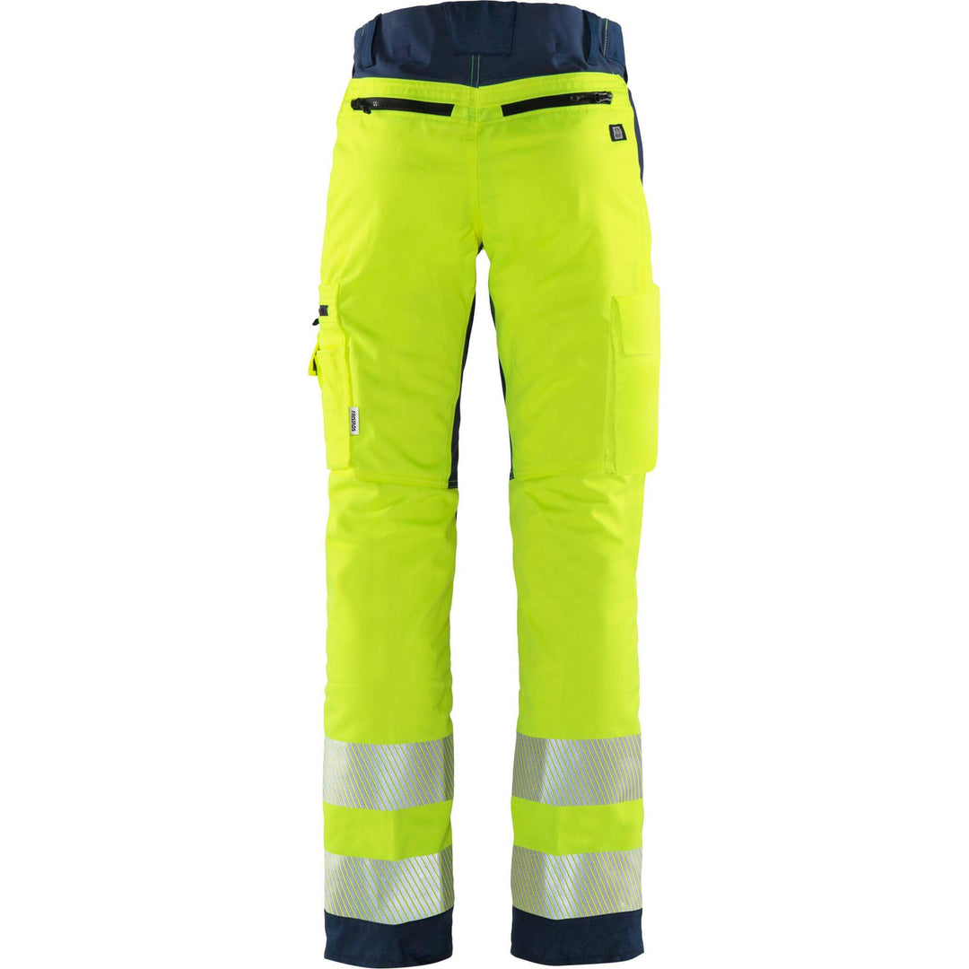 Fristads Hi-Vis Stretch Panel Trousers Class 2 - 2712 PLU Hi-Vis Yellow/Navy Back1#colour_hi-vis-yellow-navy
