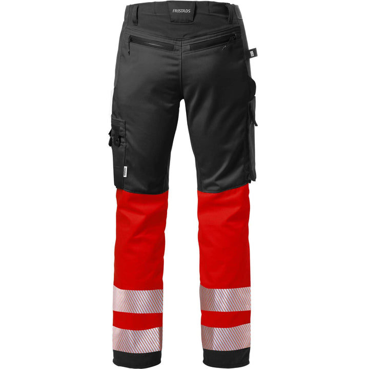 Fristads Hi-Vis Stretch Trousers Class 1 - 2705 PLU Hi-Vis Red/Black Back1#colour_hi-vis-red-black