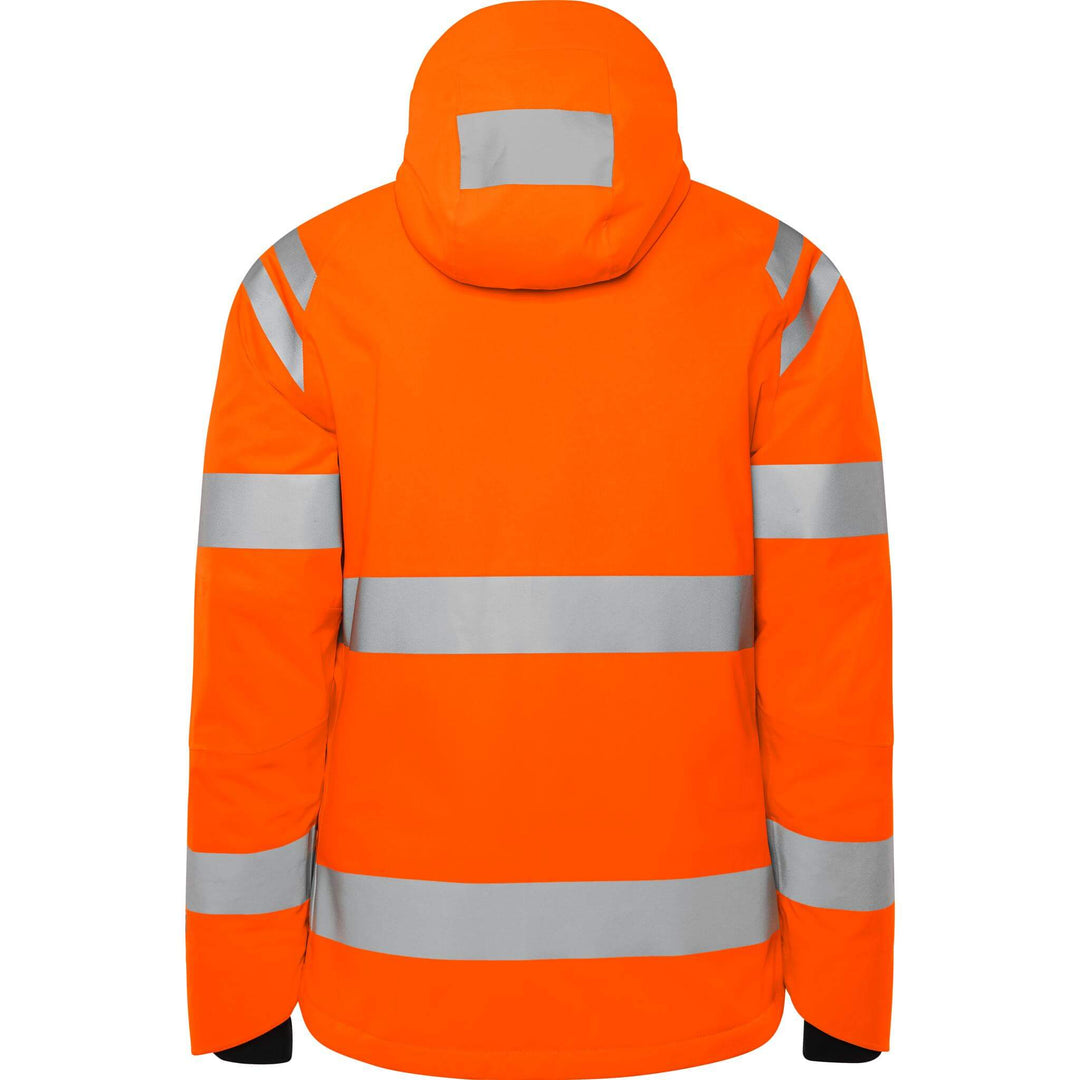 Fristads Hi-Vis Stretch Waterproof Breathable Insulated Winter Jacket Class 3 - 4682 GLPS Hi-Vis Orange Back1#colour_hi-vis-orange