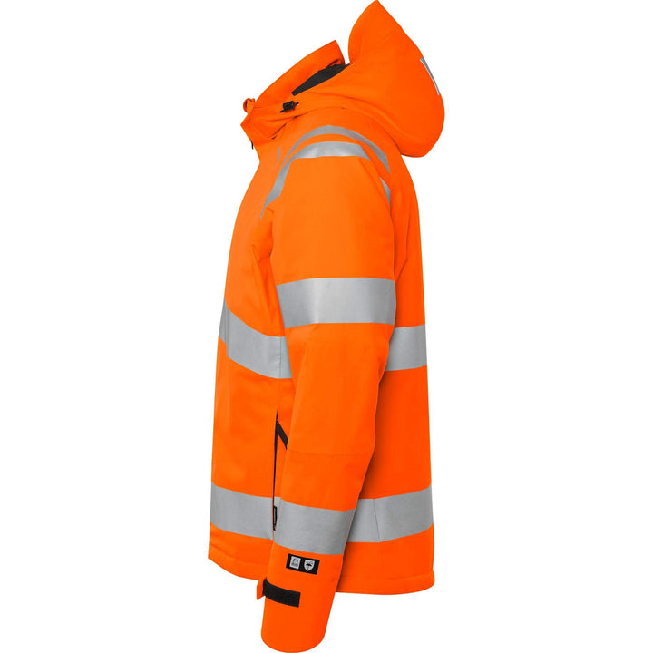 Fristads Hi-Vis Stretch Waterproof Breathable Insulated Winter Jacket Class 3 - 4682 GLPS Hi-Vis Orange Back2#colour_hi-vis-orange