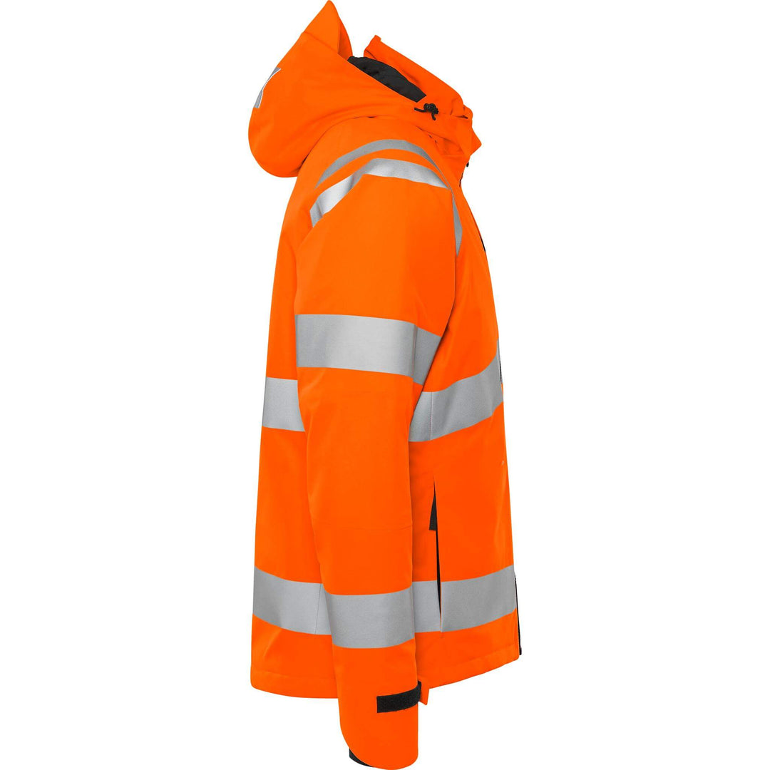 Fristads Hi-Vis Stretch Waterproof Breathable Insulated Winter Jacket Class 3 - 4682 GLPS Hi-Vis Orange Back3#colour_hi-vis-orange