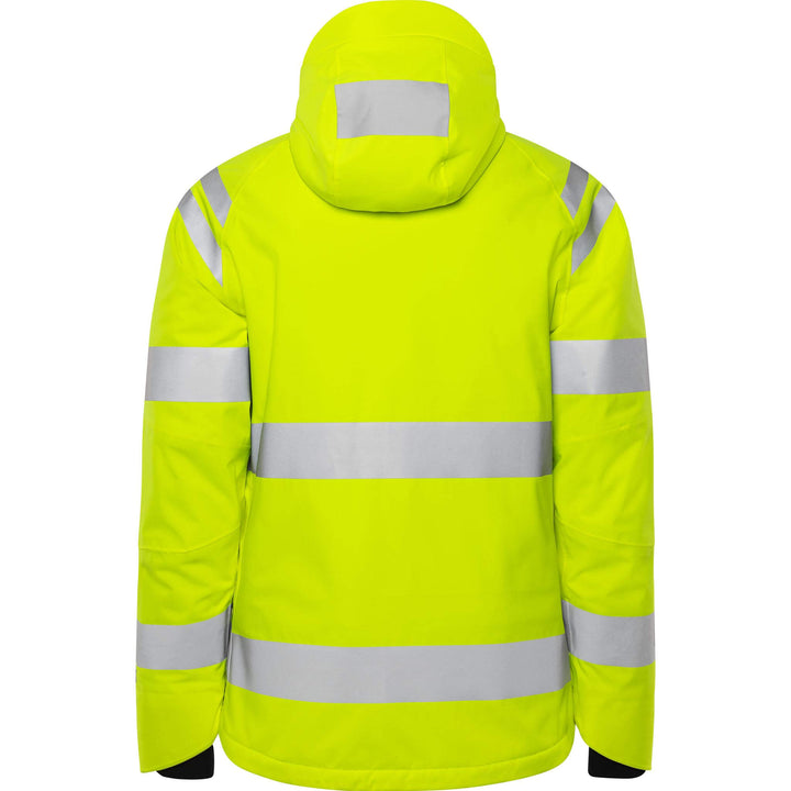 Fristads Hi-Vis Stretch Waterproof Breathable Insulated Winter Jacket Class 3 - 4682 GLPS Hi-Vis Yellow Back1#colour_hi-vis-yellow