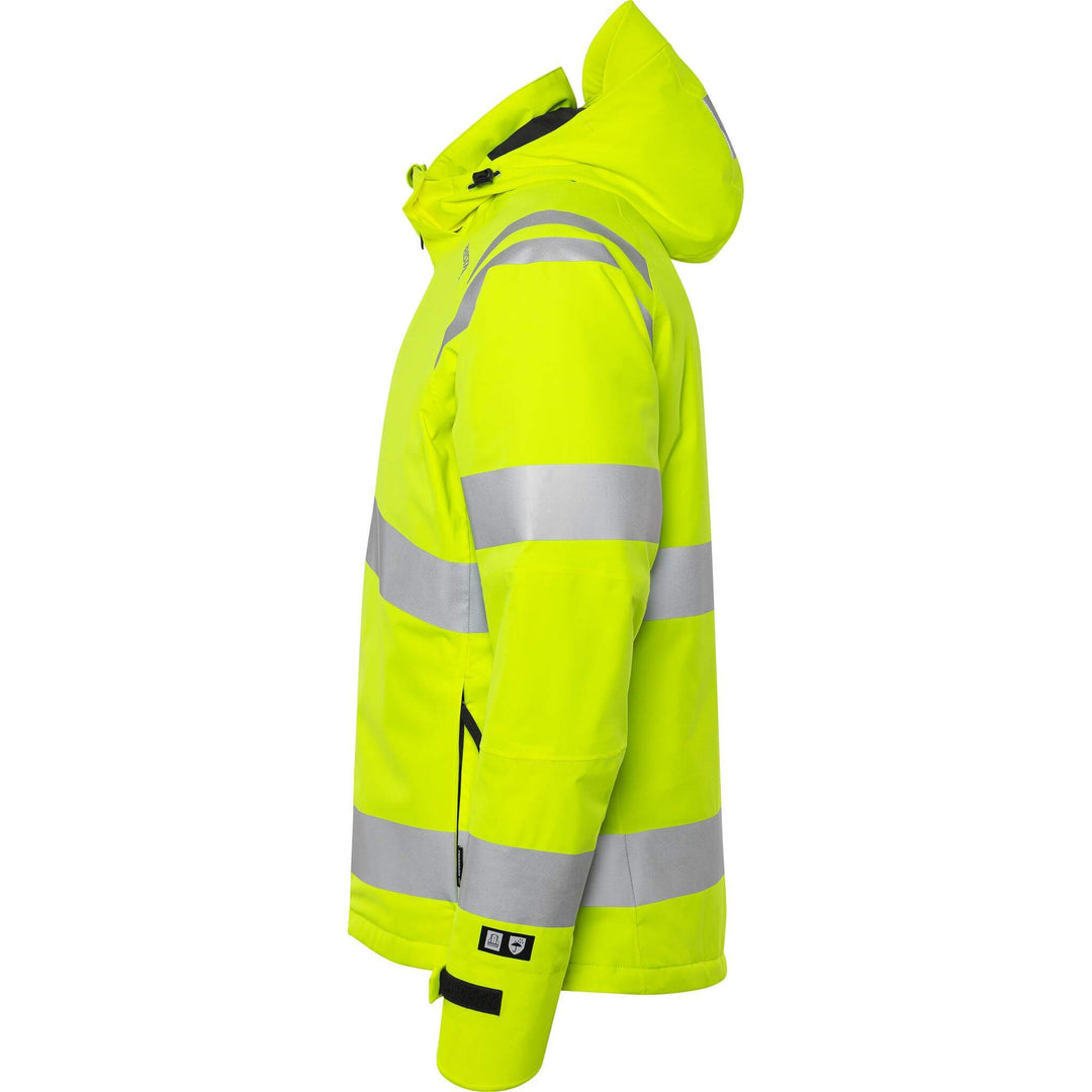 Fristads Hi-Vis Stretch Waterproof Breathable Insulated Winter Jacket Class 3 - 4682 GLPS Hi-Vis Yellow Back2#colour_hi-vis-yellow