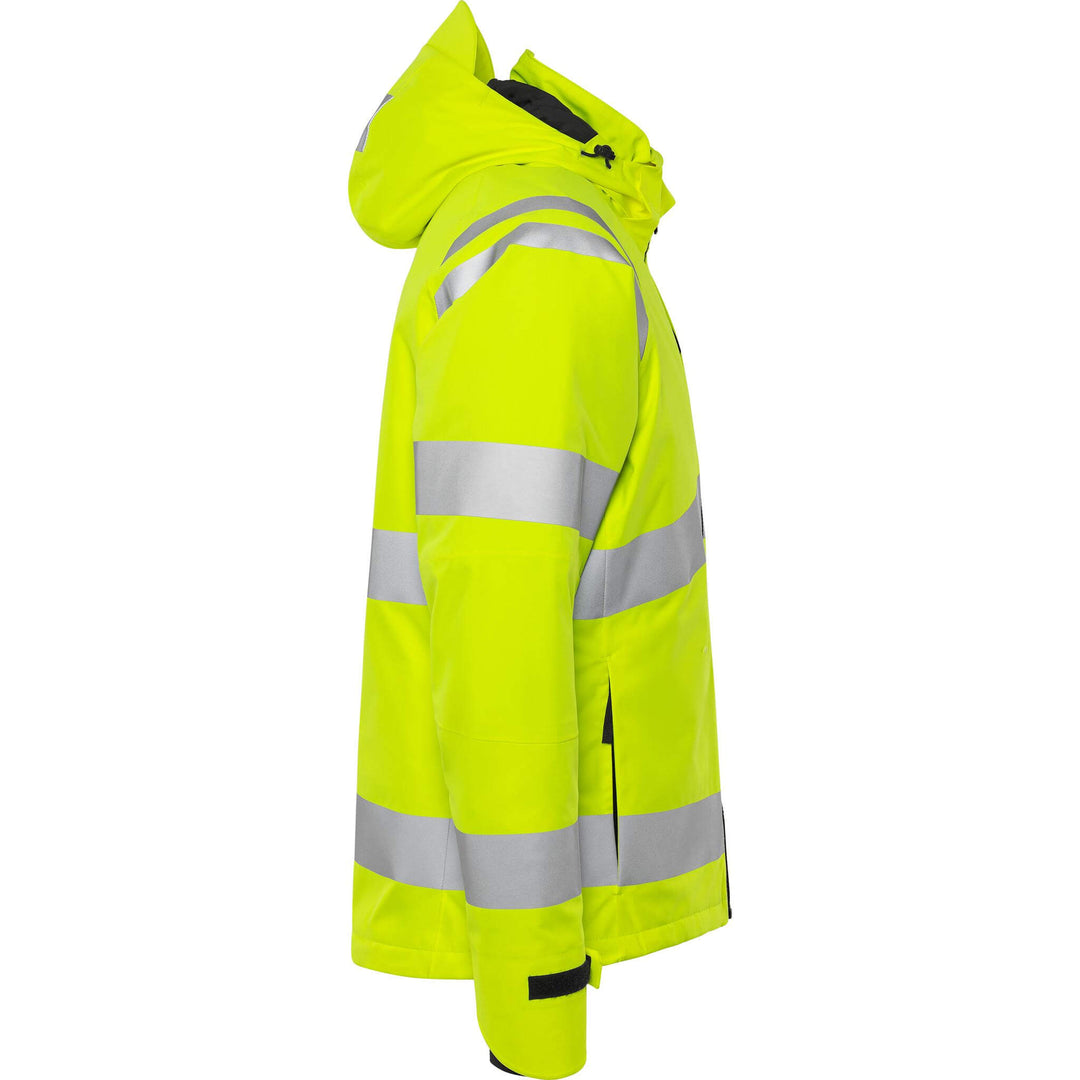 Fristads Hi-Vis Stretch Waterproof Breathable Insulated Winter Jacket Class 3 - 4682 GLPS Hi-Vis Yellow Back3#colour_hi-vis-yellow