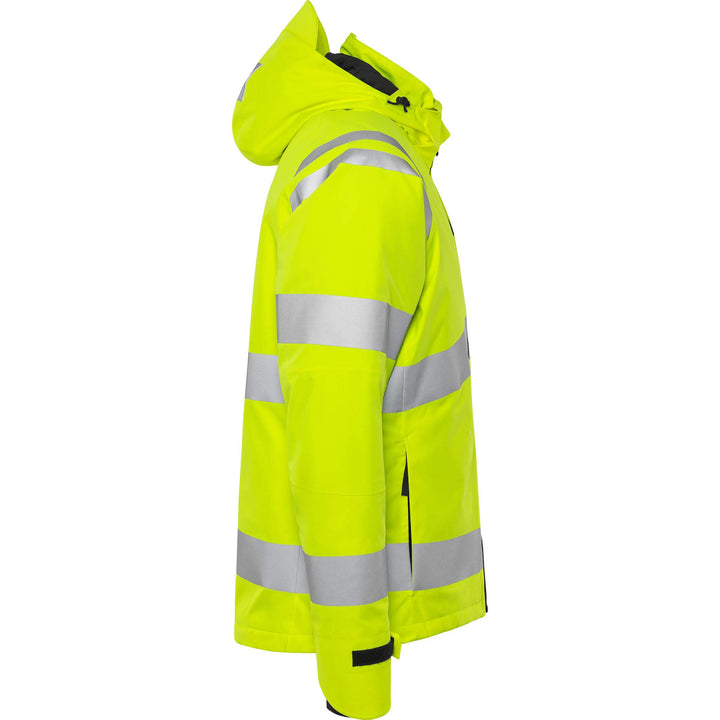 Fristads Hi-Vis Stretch Waterproof Breathable Insulated Winter Jacket Class 3 - 4682 GLPS Hi-Vis Yellow Back3#colour_hi-vis-yellow