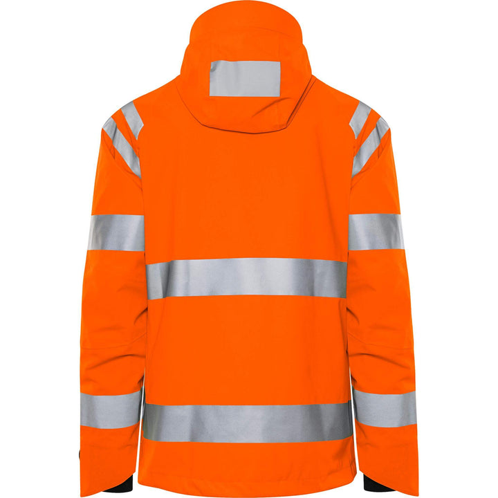 Fristads Hi-Vis Stretch Waterproof Breathable Shell Jacket Class 3 - 4680 GLPS Hi-Vis Orange Back1#colour_hi-vis-orange