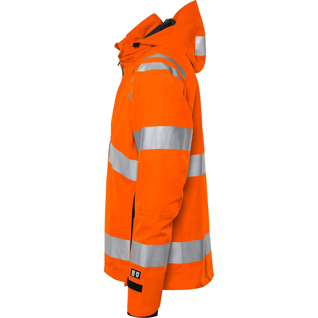 Fristads Hi-Vis Stretch Waterproof Breathable Shell Jacket Class 3 - 4680 GLPS Hi-Vis Orange Back2#colour_hi-vis-orange