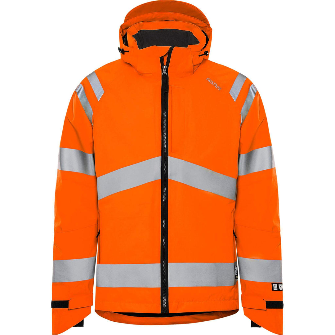 Fristads Hi-Vis Stretch Waterproof Breathable Shell Jacket Class 3 - 4680 GLPS Hi-Vis Orange Front1#colour_hi-vis-orange