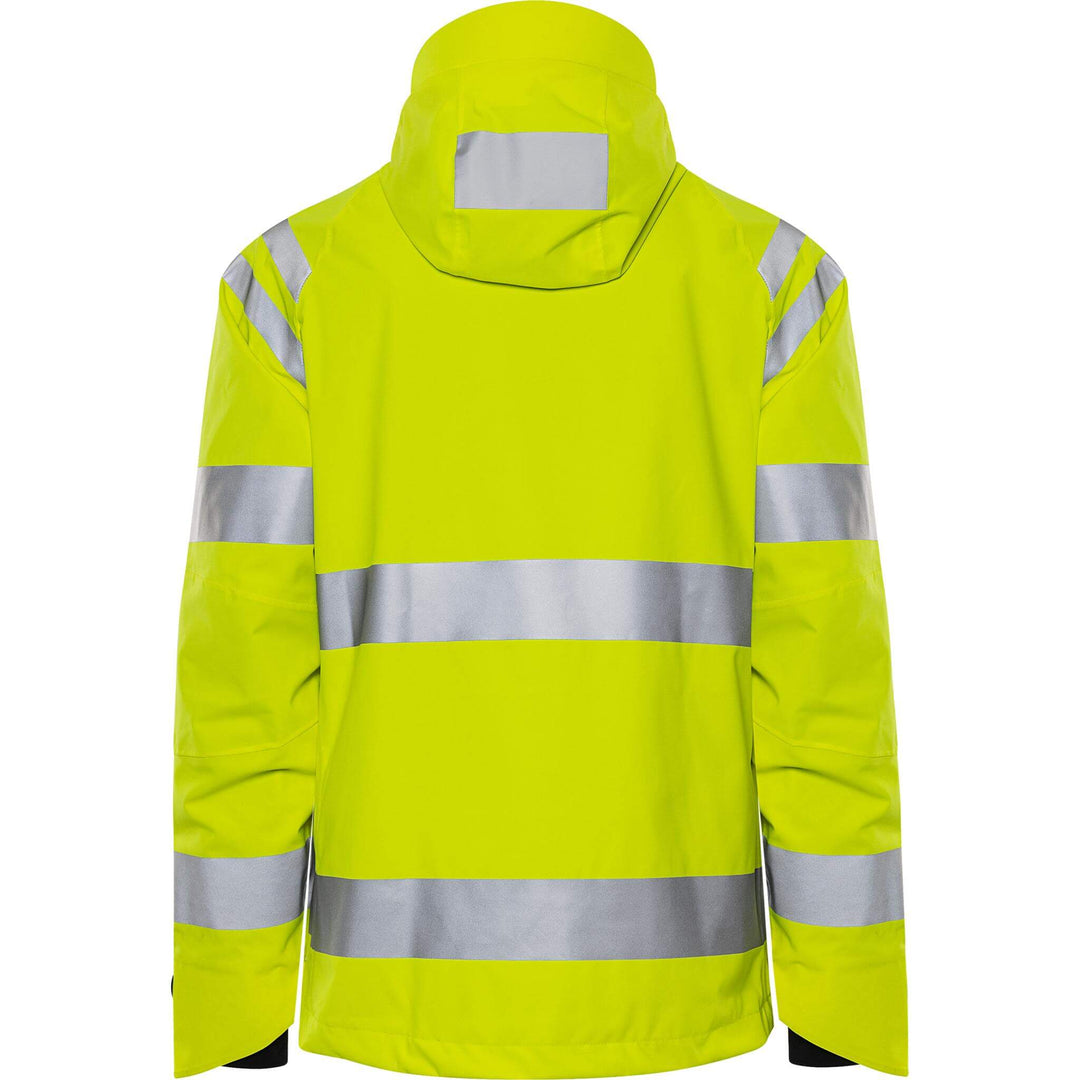 Fristads Hi-Vis Stretch Waterproof Breathable Shell Jacket Class 3 - 4680 GLPS Hi-Vis Yellow Back1#colour_hi-vis-yellow