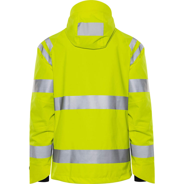 Fristads Hi-Vis Stretch Waterproof Breathable Shell Jacket Class 3 - 4680 GLPS Hi-Vis Yellow Back1#colour_hi-vis-yellow