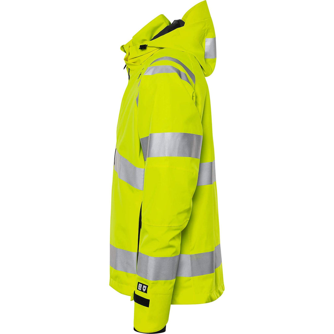 Fristads Hi-Vis Stretch Waterproof Breathable Shell Jacket Class 3 - 4680 GLPS Hi-Vis Yellow Back2#colour_hi-vis-yellow