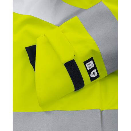 Fristads Hi-Vis Stretch Waterproof Breathable Shell Jacket Class 3 - 4680 GLPS Hi-Vis Yellow Detail2#colour_hi-vis-yellow