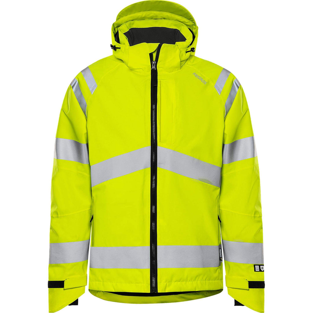 Fristads Hi-Vis Stretch Waterproof Breathable Shell Jacket Class 3 - 4680 GLPS Hi-Vis Yellow Front1#colour_hi-vis-yellow