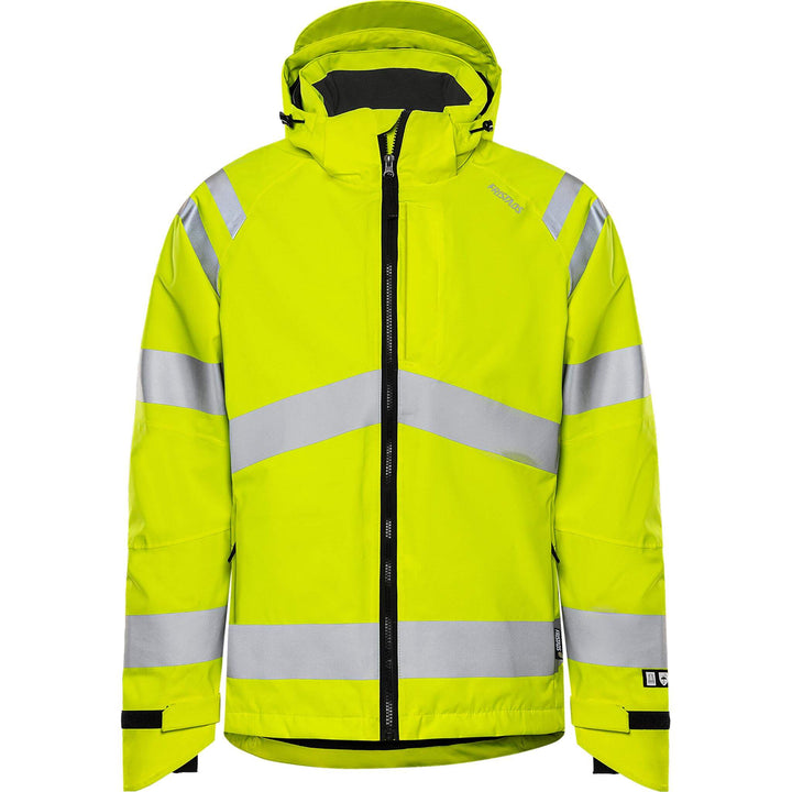 Fristads Hi-Vis Stretch Waterproof Breathable Shell Jacket Class 3 - 4680 GLPS Hi-Vis Yellow Front1#colour_hi-vis-yellow