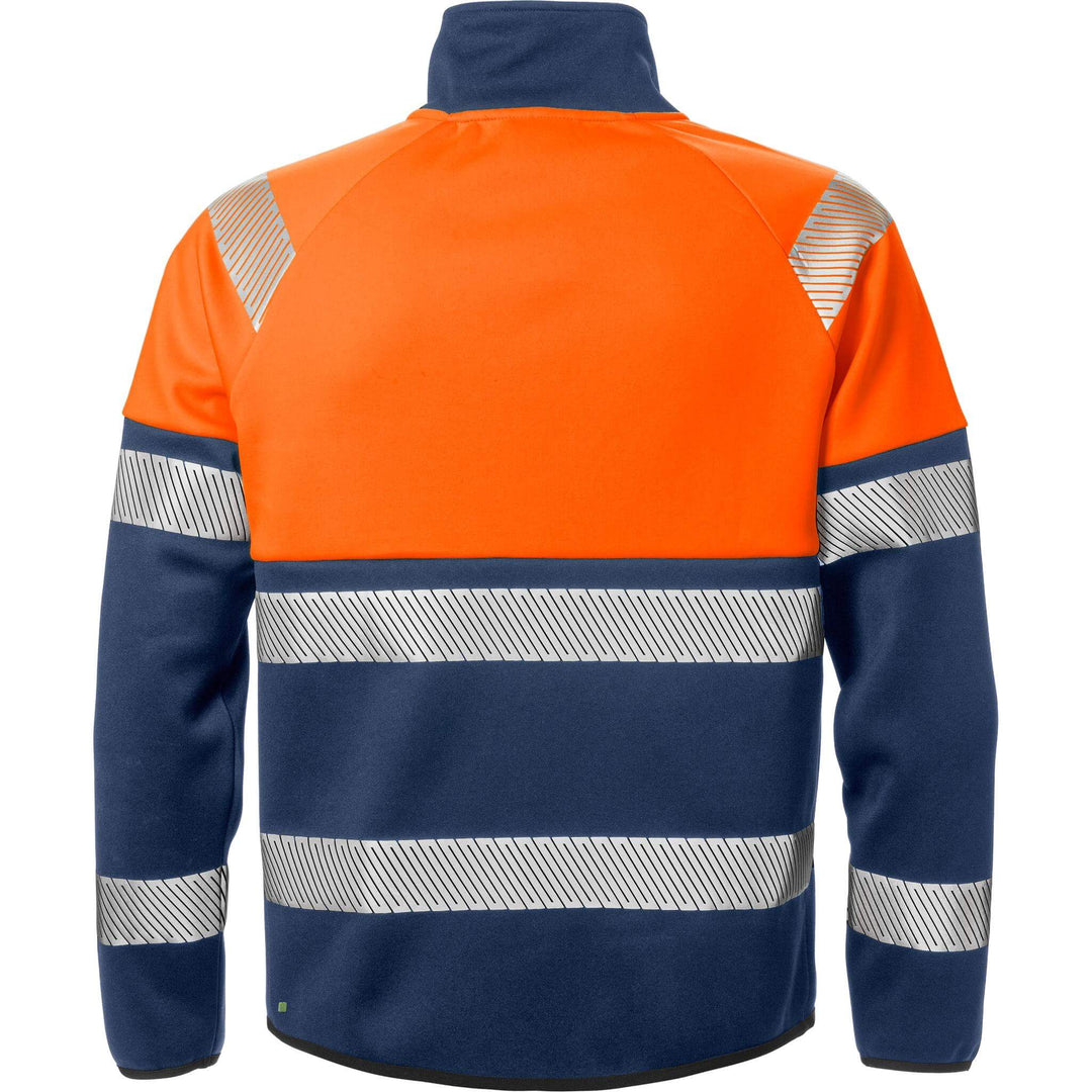 Fristads Hi-Vis Sweat Jacket Class 1 - 4517 SSL Hi-Vis Orange/Navy Back1#colour_hi-vis-orange-navy
