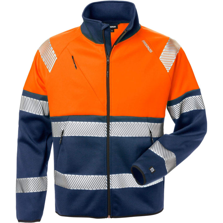 Fristads Hi-Vis Sweat Jacket Class 1 - 4517 SSL Hi-Vis Orange/Navy Front1#colour_hi-vis-orange-navy