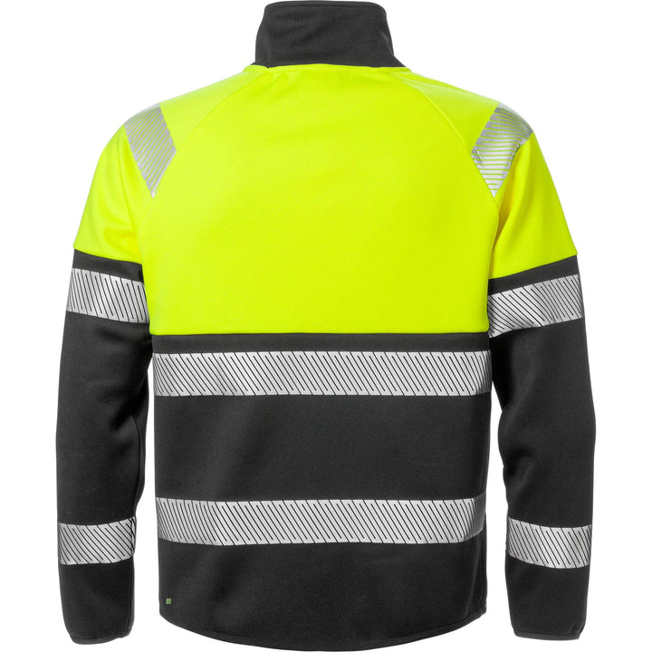 Fristads Hi-Vis Sweat Jacket Class 1 - 4517 SSL Hi-Vis Yellow/Black Back1#colour_hi-vis-yellow-black