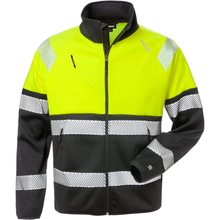 Fristads Hi-Vis Sweat Jacket Class 1 - 4517 SSL Hi-Vis Yellow/Black Front1#colour_hi-vis-yellow-black