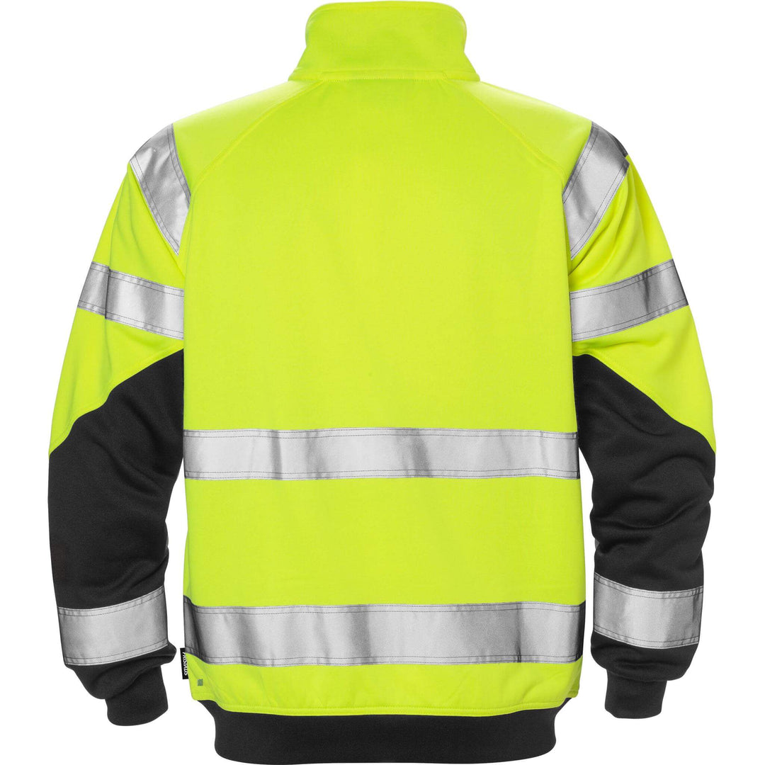 Fristads Hi-Vis Sweatshirt Jacket Class 3 - 7426 SHV Hi-Vis Yellow/Black Back1#colour_hi-vis-yellow-black