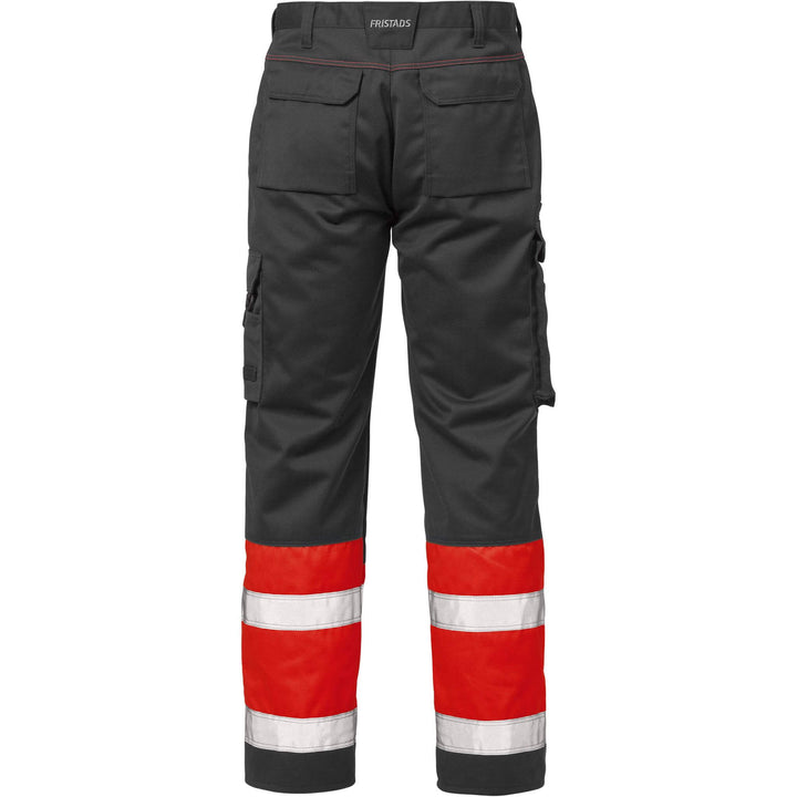 Fristads Hi-Vis Trousers Class 1 - 213 PLU Hi-Vis Red/Black Back1#colour_hi-vis-red-black