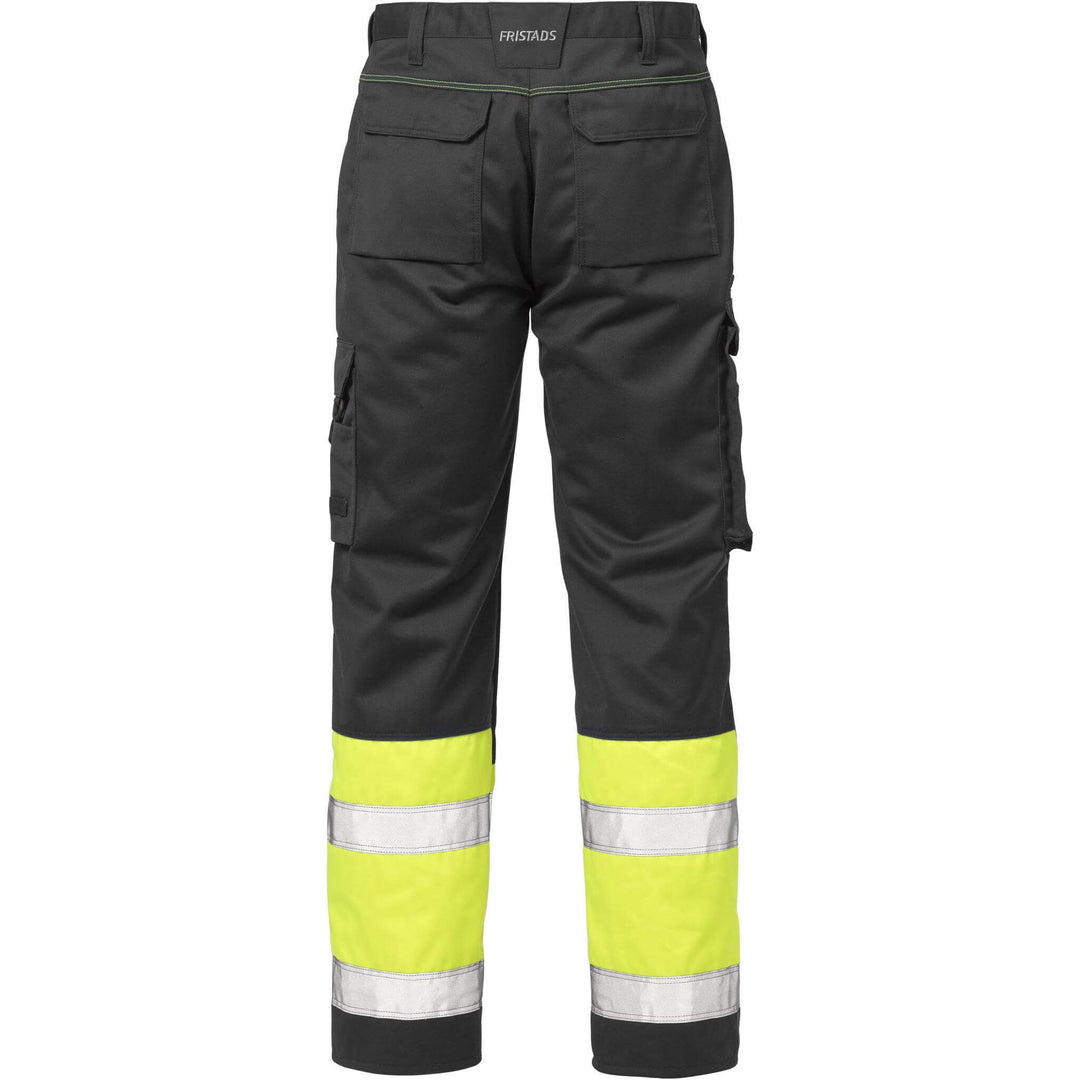 Fristads Hi-Vis Trousers Class 1 - 213 PLU Hi-Vis Yellow/Black Back1#colour_hi-vis-yellow-black