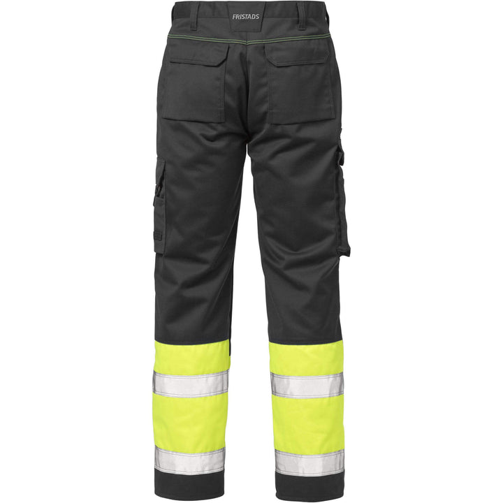 Fristads Hi-Vis Trousers Class 1 - 213 PLU Hi-Vis Yellow/Black Back1#colour_hi-vis-yellow-black