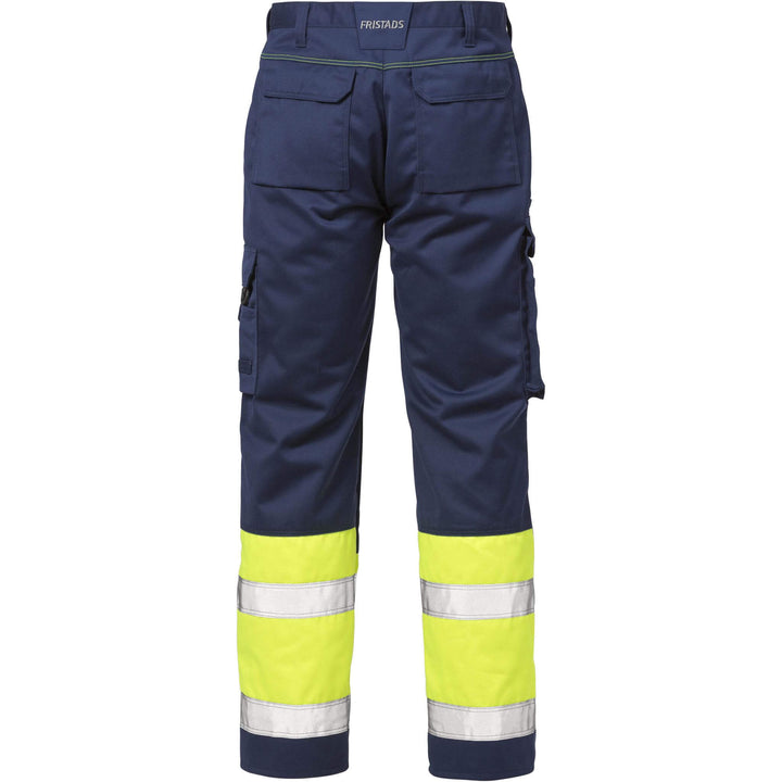 Fristads Hi-Vis Trousers Class 1 - 213 PLU Hi-Vis Yellow/Navy Back1#colour_hi-vis-yellow-navy