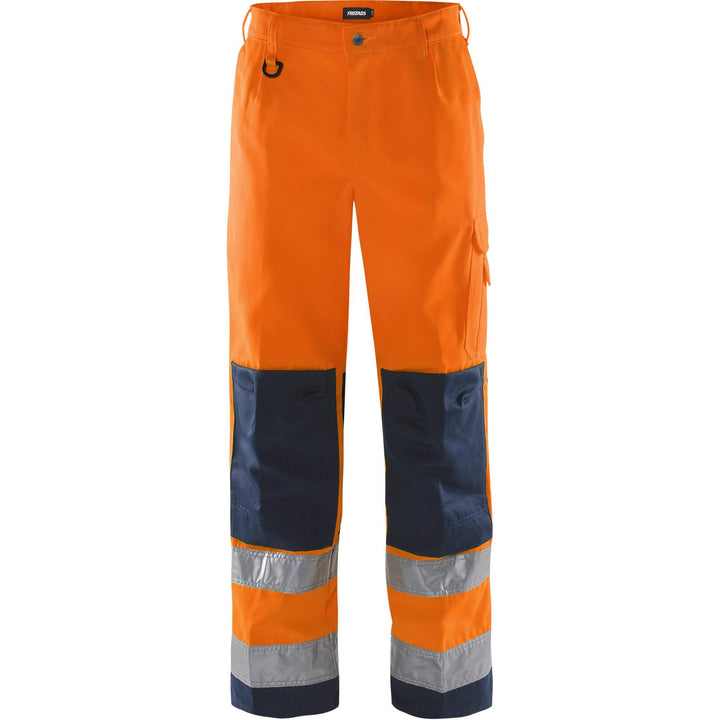 Fristads Hi-Vis Trousers Class 2 - 2001 TH Hi-Vis Orange/Navy Front1#colour_hi-vis-orange-navy