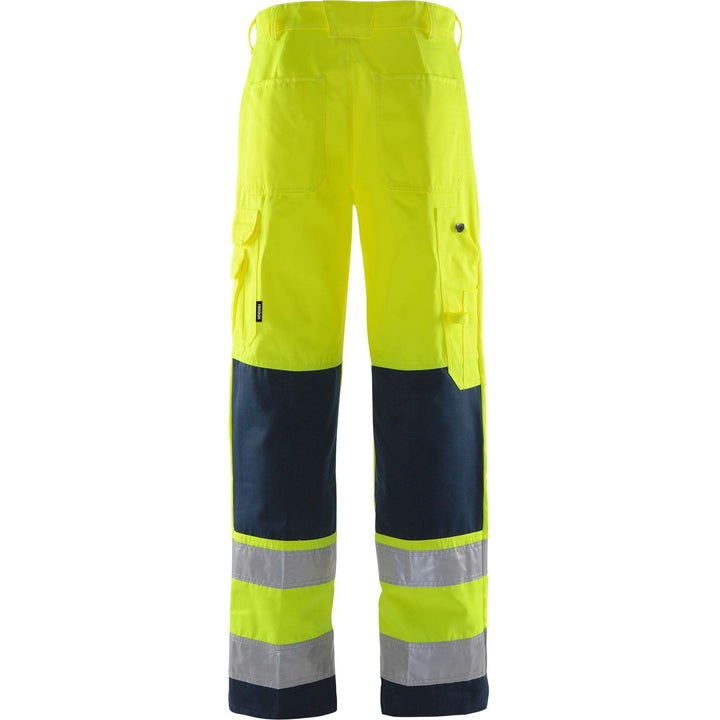 Fristads Hi-Vis Trousers Class 2 - 2001 TH Hi-Vis Yellow/Navy Back1#colour_hi-vis-yellow-navy