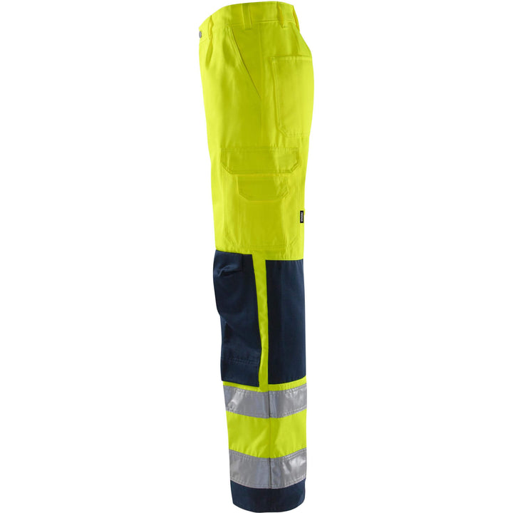 Fristads Hi-Vis Trousers Class 2 - 2001 TH Hi-Vis Yellow/Navy Detail1#colour_hi-vis-yellow-navy