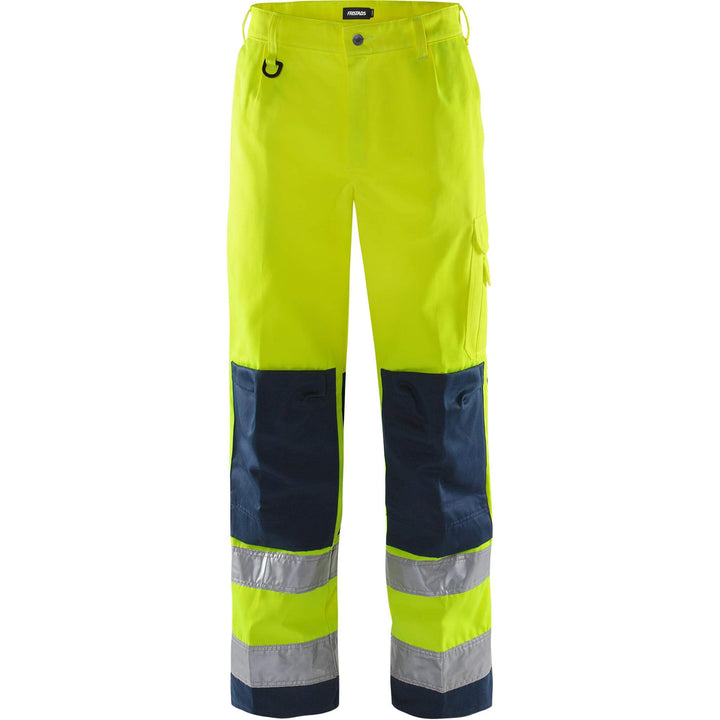 Fristads Hi-Vis Trousers Class 2 - 2001 TH Hi-Vis Yellow/Navy Front1#colour_hi-vis-yellow-navy