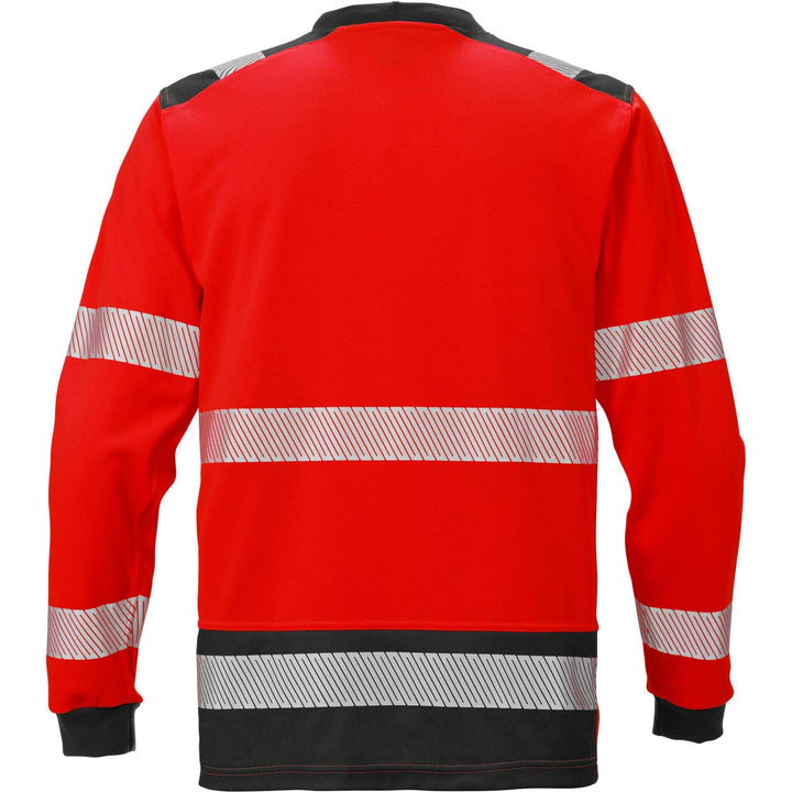 Fristads Hi-Vis UV Protective Moisture-Wicking Long Sleeve T-Shirt Class 3 - 7724 THV Hi-Vis Red/Black Back1#colour_hi-vis-red-black